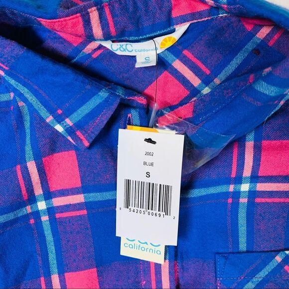 NWT C&C California Blue Flannel Button Down - Small - Picture 6 of 8